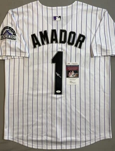 COLORADO ROCKIES- ADAEL AMADOR AUTOGRAPH #1 NIKE PINSTRIPE JERSEY JSA CD81334 - Picture 1 of 2