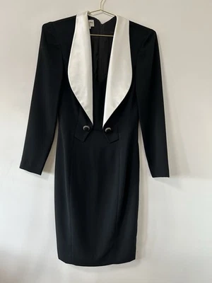 Vestido vaina de cóctel esmoquin vintage años 80 Morton Myles for The Warrens talla 4 Foto 1 de 4