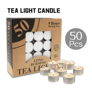 200x Tea Light Candles 9 Hour Long Burn Unscented Tealights Nightlights 9HR New - Picture 1 of 7