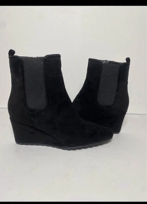 Botas Anne Klein Talla 10 Nuevas Botines de Cuña Negro Cremallera Lateral Nuevas Foto 1 de 4