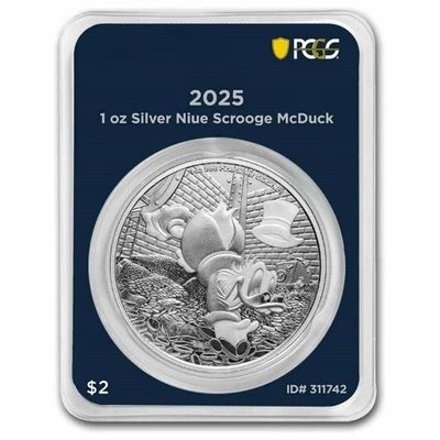 Niue 2025 1 oz plata $2 Scrooge McDuck (MD® Premier + PCGS FS) en TEP Foto 1 de 4