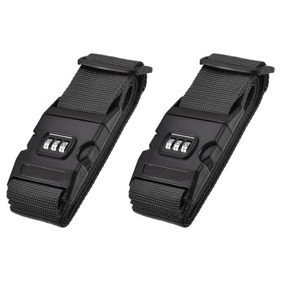 Ремни для багажа чемодана ремни с замком пряжка 2Mx5 см для путешествий, черный 2шт - Изображение 1 из 4