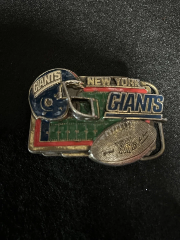 DE COLECCIÓN AÑOS 90 **GIGANTES DE NUEVA YORK** HEBILLA DE BRONCE DEPORTIVA DE FÚTBOL Foto 1 de 3