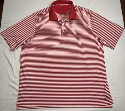 Camisa polo masculina Bobby Jones golfe desempenho tamanho XXL listrada branca vermelha - Imagem 1 de 4