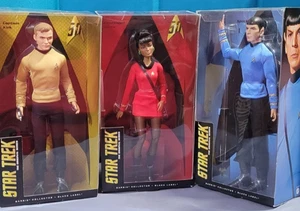 Barbie Star Trek 50 Aniversario Etiqueta Negra Coleccionista Uhura, Capitán Kirk, Spock - Imagen 1 de 11