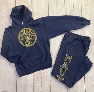 Vintage US Navy Reflective Hoodie And Sweatpants Set Size Medium - Picture 1 of 20