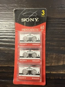 Sony Mc60 Microcassette Blank Tapes 3-Pack SEALED NEW - Picture 1 of 2
