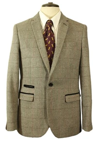 Marc Darcy Dion 38R Grey Modern Men's Check Tweed Jacket - Picture 1 of 11