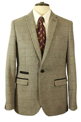 Marc Darcy Dion 38R Grey Modern Men's Check Tweed Jacket - Image 1 of 4