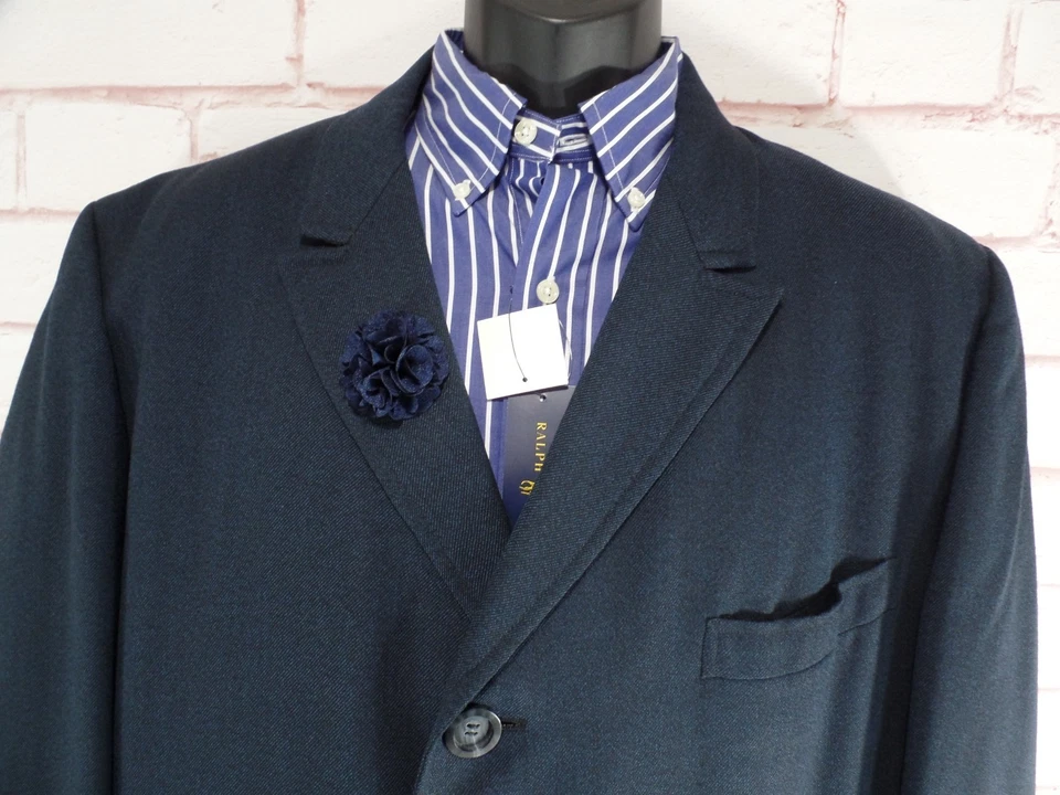 Abrigo abrigo 44R vintage 1950 hecho a medida azul marino de un solo pecho EE. UU. Foto 1 de 4