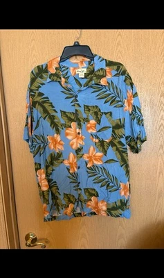 Panama Jack Men’s Hawaiian Shirt XL Blue Floral Short Sleeve Tropical Camp Resor - Image 1 of 4