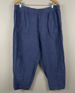 Eileen Fisher Womens XL Blue 100% Organic Linen Delave Lantern Pant - Picture 1 of 4