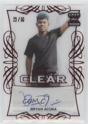 2021 Leaf Trinity Clear Auto Red /50 Bryan Acuna #CA-BA1 Auto - Image 1 of 2