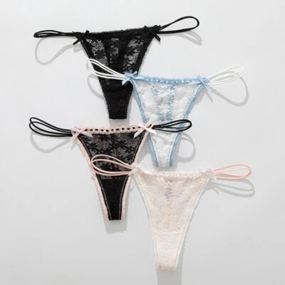 Dulces Tangas de Encaje Japonesas Bragas Ropa Interior Sexy Lazo Lindas Mujeres Bragas Foto 1 de 4