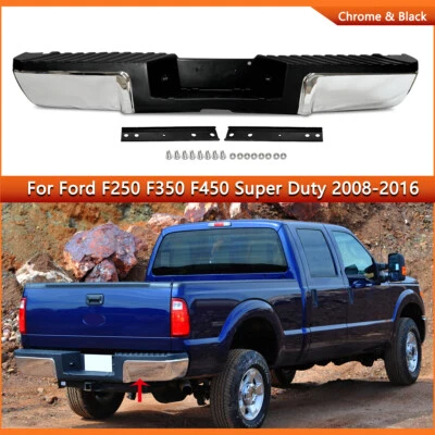 For 08-16 Ford F250 F350 F450 Super Duty Chrome Steel Rear Step Bumper Assembly Foto 1 de 4