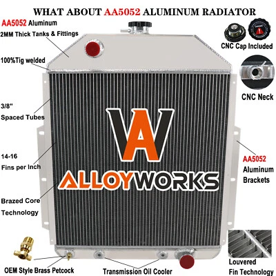 3 Rows Aluminum Radiator For 1942-1952 Ford F2 F1 F3 Pickup Trucks V8 AT CC4252 Foto 1 de 4