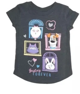 NWT~ Girls Size 6 Secret Life of Pets Gray Besties Forever T-Shirt Tee Shirt - Picture 1 of 3