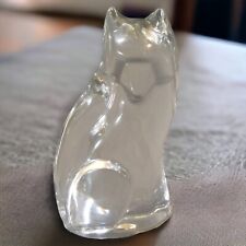 1970’s Belgian Val St. Lambert Crystal Cat Figurine by Katherine De Sousa
