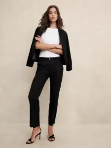 Banana Republic RYAN Straight Stretch Twill Black Pants Size 12 PETITE MSRP $100 - Picture 1 of 7