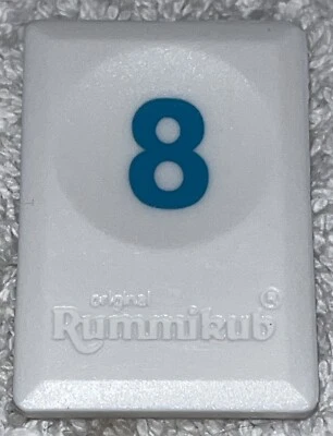 2020 Rummikub - Pressman Rummy Tile Game - Replacement “8” Aqua Game Tile - Image 1 of 4