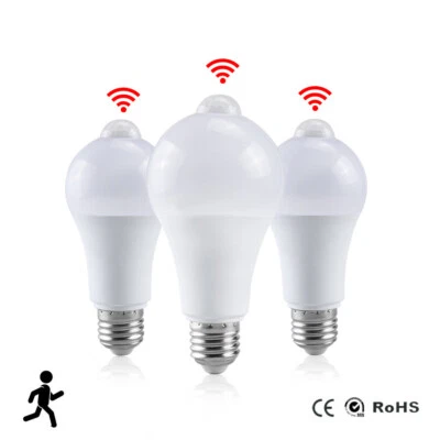 Dusk to Dawn LED Light Bulb PIR Sensor E27 12W Infrared Auto Energy Saving Lamp - Image 1 of 4