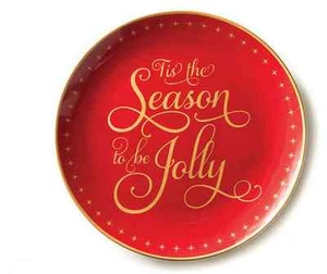 Tis the Season to be Jolly Red Holiday Ceramic Platter Silvestri Christmas - Picture 1 of 1