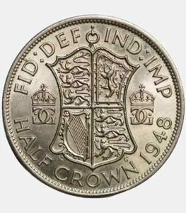 Moneda de media corona GB 1948 del Reino Unido con error mayor de rotura de troqueles ("Cud"), UNC - Jorge VI - Imagen 1 de 4
