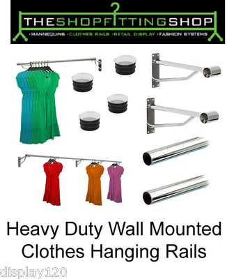 THE SHOPFITTING SHOP Wall Mounted Walk In Wardrobe Clothes Rails 25mm Tube Display Storage Racking