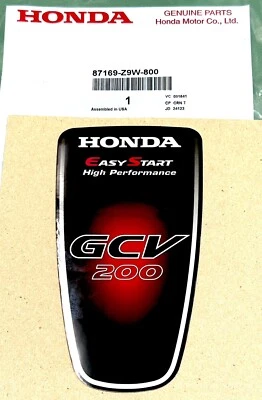 NOVO emblema adesivo genuíno Honda GCV200 HRX217K6 87169-Z9W-800 FABRICANTE DE EQUIPAMENTO ORIGINAL - Imagem 1 de 4