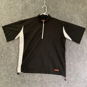 FootJoy Pullover Windbreaker Mens Medium Black Short Sleeve Golf - Picture 1 of 16