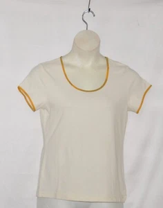 Linea by Louis Dell'Olio Short Sleeve T-shirt w/ Trim Detail Size S Ivory - Picture 1 of 2
