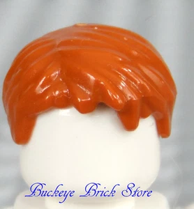 NEW Lego City Minifig Boy Short Dark ORANGE HAIR Light Brown Male Police Agents - Picture 1 of 2