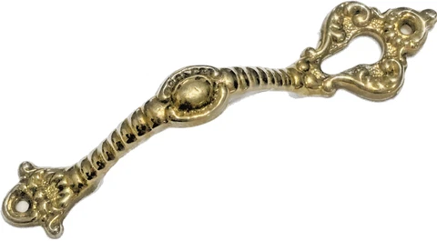 Ornate Brass Door Pull Handle With Key Hole Bookcase Curio Cabinet Cover