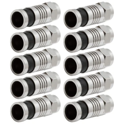 10x Waterproof Compression Connector for RG6 Coax/Coaxial Cable CCTV Black Tail - Image 1 of 3