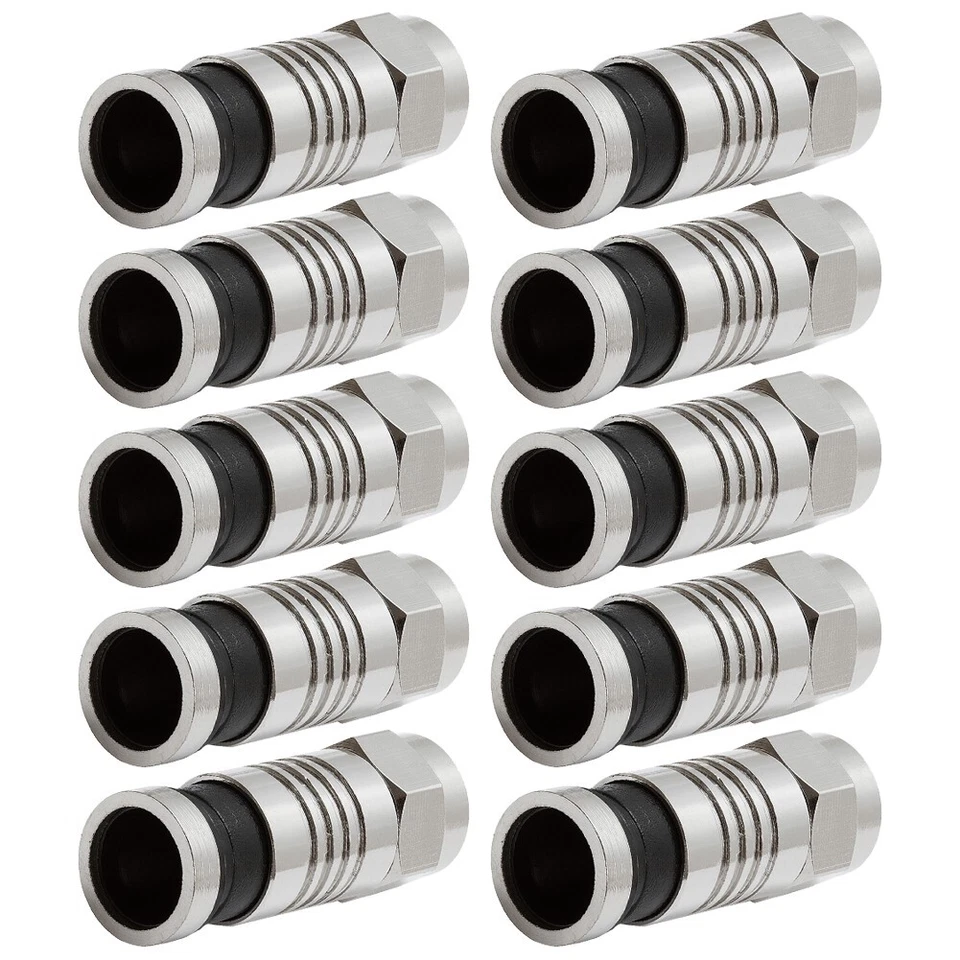 10x Waterproof Compression Connector for RG6 Coax/Coaxial Cable CCTV Black Tail - Image 1 of 3