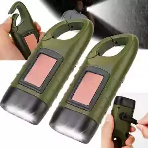 2X 3 LED Lamp Solar Power Flashlight Wind Up Hand Crank Emergence Camping Torch - Picture 1 of 13
