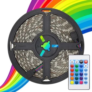 RGB LED 5M Tape Strip Light IP44 Remote Controlled Plug and Play Kit 5MRGBSL - Picture 1 of 9