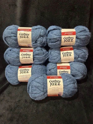 Premier Yarns Couture Jazz Denim Blue JUMBO Yarn NEW (7) Skeins - Image 1 of 3