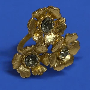 Größe 8,5 goldfarbener Statement Cluster Blumen Ring 35 mm - Bild 1 von 11