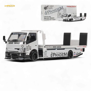 MicroTurbo HINO 300 Flat Bed Transport Truck in Pandem Rocket Bunny White 1:64 - Picture 1 of 11