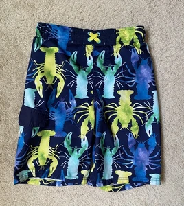 Cherokee Boys Large Swimsuit with Mesh Inner Liner - Blue/Green Lobster Pattern - Picture 1 of 16