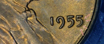 1955 P LINCOLN CENT WHEAT PCGS MS65RD 24056284 ERROR POOR MANS DOUBLE DIE DDO - Image 1 of 4