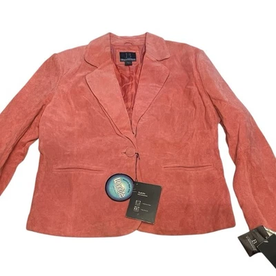 NUEVO Blazer Chaqueta Vintage Bernardo Mujer Gamuza Cuero Rosa Talla XL Augusta Foto 1 de 4