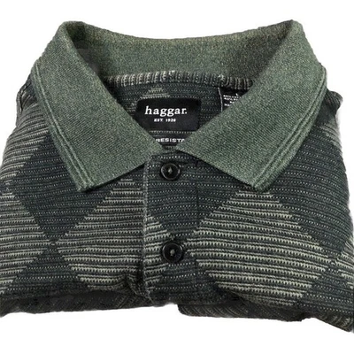 Suéter De Colección Haggar Para Hombres L Argyle Henley Tejido Cuello Abuelo Años 90 Verde Clásico Foto 1 de 4