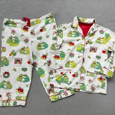 Nick & Nora Pajamas Set Womens M Frogs Flannel Holiday Christmas Mistletoe *Read - Image 1 of 4
