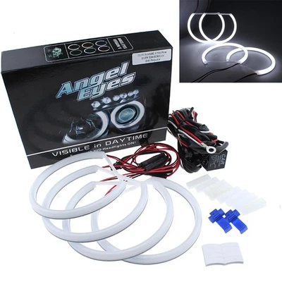 4Pcs LED Angel Eyes Halo Rings 6500K White w/Remote for BMW E38 E39 E46 - Image 1 of 4