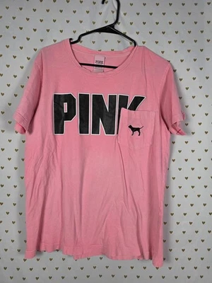 Victorias Secret PINK Dog Logo Campus Tee shirt Neon MEDIUM - Image 1 of 4