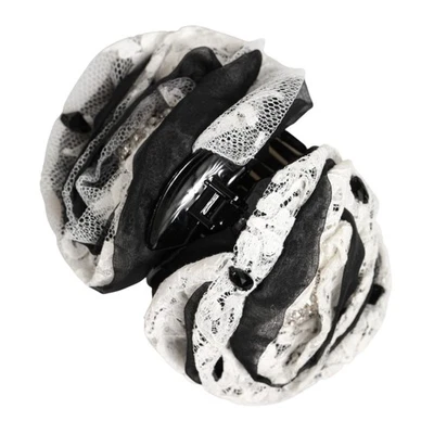 Acessório de cristal de renda floral seda preta branca garra de cabelo Dolce & Gabbana 450usd - Imagem 1 de 4