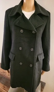 Calvin Klein Angora Wool Blend Super Soft Black Logo Lined Coat Womens Size 10 - Picture 1 of 14