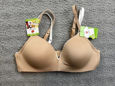 Hanes Girls 36A 2pk Wire Free Bra Beige White - Image 1 of 4